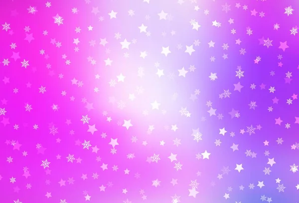 Hellviolett Rosa Vektorhintergrund Mit Schönen Schneeflocken Sternen Moderne Geometrisch Abstrakte — Stockvektor