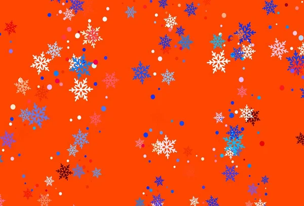 Bleu Clair Agencement Vectoriel Rouge Avec Des Flocons Neige Brillants — Image vectorielle