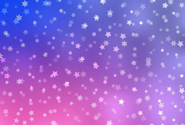 Lichtpaars Roze Vector Patroon Met Kerst Sneeuwvlokken Sterren Kleurrijk Decoratief — Stockvector