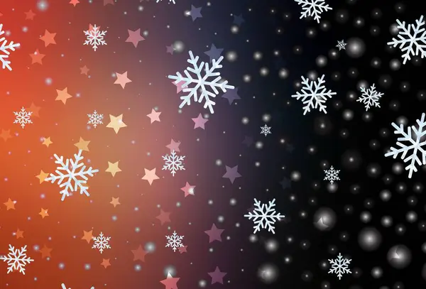 Σκούρο Μπλε Κίτρινο Διάνυσμα Φόντο Νιφάδες Χιονιού Χριστούγεννα Αστέρια Λαμπερό — Διανυσματικό Αρχείο