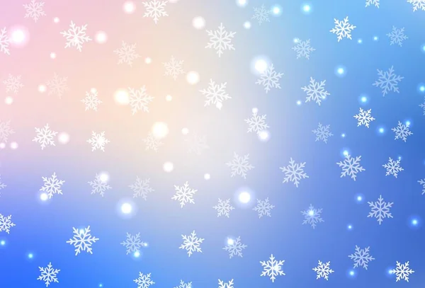 浅粉色 蓝色矢量背景 圣诞节风格 带彩色圣诞物品的抽象渐变插图 排版模板 — 图库矢量图片