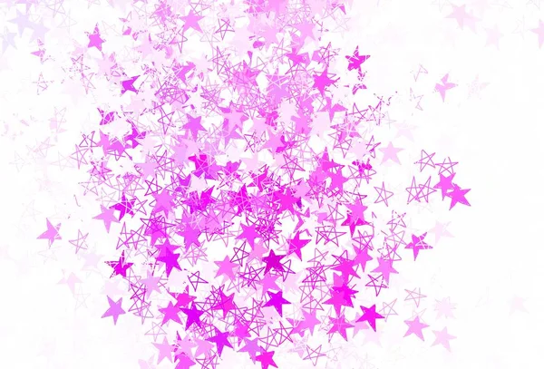 Light Purple Pink Vector Backdrop Small Big Stars Shining Colored — Stock Vector