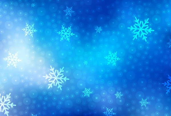 クリスマススタイルのライトブルーベクトルパターン カラフルな雪の結晶とクリスマスボールのイラスト 小冊子や教育のチラシのパターン — ストックベクタ