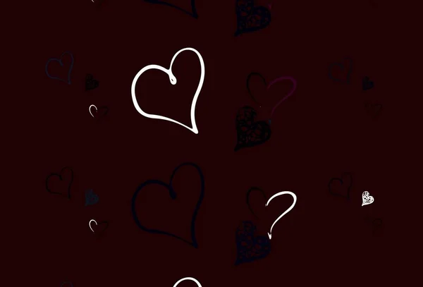 Светло Розовый Красный Векторный Узор Цветными Сердцами Яркая Иллюстрация Сердцами — стоковый вектор