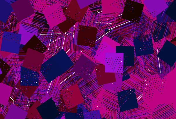 Açık mavi, kırmızı vektör arkaplanı çizgiler, daireler, eşkenar dörtgenler. Renkli noktaları, çizgileri, küpleri olan soyut çizimler. Reklamlarınız için akıllı tasarım.