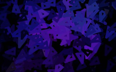 Koyu mor, çokgen şekilli pembe vektör deseni. Üçgen şekilli ışıltılı soyut çizimler. Duvar kağıtları için zarif tasarım.