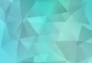 Açık yeşil vektör çokgen arkaplanı. Üçgenlerden oluşan parlayan çokgen çizimler. Pankartın için tamamen yeni bir şablon.