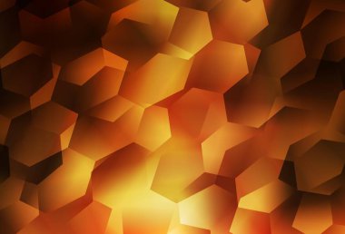 Altıgen şekilli hafif turuncu vektör düzeni. Bulanık yüzeyde renkli altıgenlerin çizimi. Reklamınız için bir kalıp, kitapçıklar.