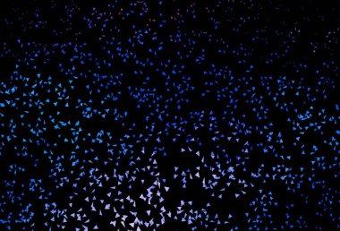 Koyu pembe, mavi vektör desenli ve çokgen. Doğa tarzında üçgenleri olan güzel bir çizim. Broşürler, broşürler için desen