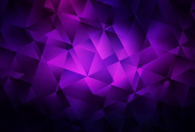 Koyu mor, pembe vektör çokgen arkaplan. Üçgenli renkli soyut çizimler. Marka kitabınız için yeni şablon.