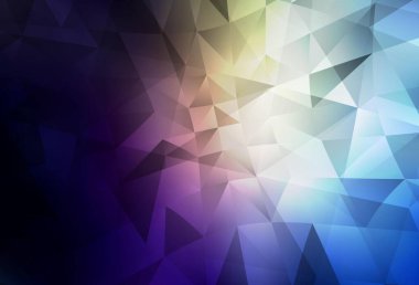 Koyu mavi, sarı vektör çokgen desen. Gradyanı olan üçgen geometrik örnek. Web siteniz için çokgen tasarım.