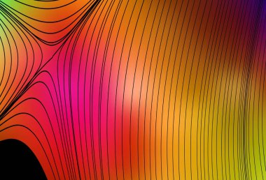 Eğri çizgileri olan koyu renkli vektör düzeni. Yaratıcı illüstrasyon, yarım tonlu ve eğimli. Cep telefonu ekranları için arkaplan.