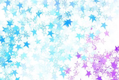 Açık Pembe, parlak yıldızlı mavi vektör düzeni. Yıldızlı modern geometrik soyut çizim. Fütürist reklamlar ve kitapçıklar için şablon.