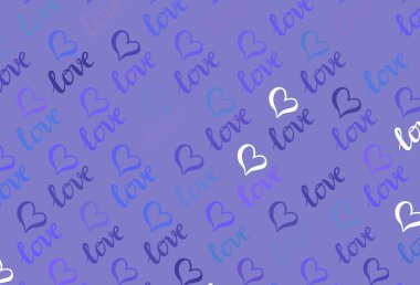 Güzel kalpleri olan açık mor vektör dokusu. Sevgililer günü tarzında gradyan kalpleri olan akıllı bir illüstrasyon. Sevgililer Günü kartpostalları için şablon.