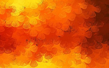 Koyu Turuncu vektör çizimi, ağaçlar, dallar. Çiçeklerle süslenmiş soyut çizimler. Web ve broşürler için elle boyanmış tasarım.