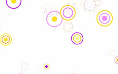 Açık pembe, daire şekilli sarı vektör düzeni. Bulanık yağmur damlaları olan soyut bir çizim. Poster ve web siteleri için tasarım.