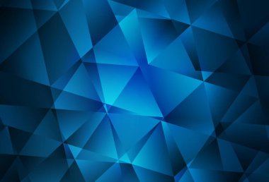 Koyu mavi vektör çokgen şablon. Gradyanı olan zarif parlak çokgen çizimi. Dizaynınız için üçgen desen.