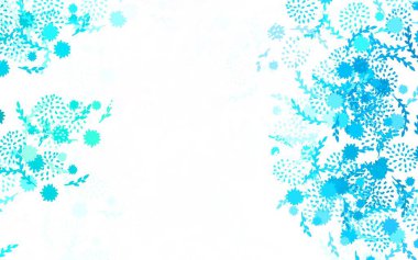 Açık mavi, yeşil vektör doğal arka plan çiçekli, güllü. Çiçekli zarif, parlak bir illüstrasyon. Markan için şık bir model..