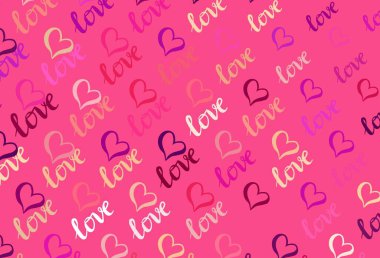 Açık Pembe, parlak kalpli sarı vektör arkaplan. Sevgililer günü tarzında gradyan kalpleri olan akıllı bir illüstrasyon. Karnaval için şablon, festival için romantik broşürler.