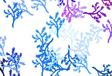 Açık Pembe, mavi vektör, dallı doğal zemin. Soyut şablona karalamalar çizilmiş bir resim. İşiniz için en iyi tasarım..