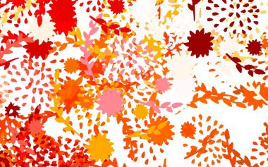 Açık kırmızı vektör şablonu, çiçekli, güllü. Çiçeklerle karalama tarzında renkli çizimler. Ağ ve ambalaj için elle boyanmış tasarım.