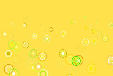 Açık yeşil, baloncuklu sarı vektör arkaplan. Bulanık yağmur damlaları olan soyut bir çizim. Marka kitabınız için yeni şablon.