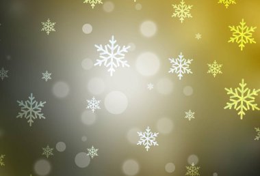 Koyu yeşil, sarı vektör arkaplan tatil tarzında. Modern soyut Noel ruh hali şekilleri. Reklamlar, posterler, kitap afişleri için desen.