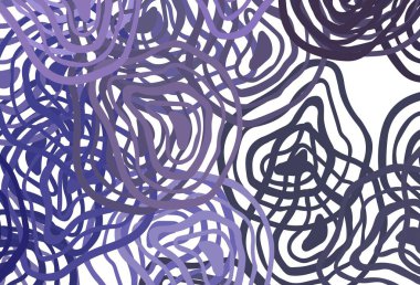 Bükülmüş çizgileri olan açık mor vektör düzeni. Değişken çizgileri olan renkli soyut çizimler. İş tasarımınız için soyut biçim.