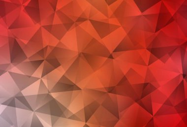 Açık kırmızı, sarı vektör eğimli üçgen şablonu. Çokgen tarzda tamamen yeni bir renk çizimi. Dizaynınız için üçgen desen.