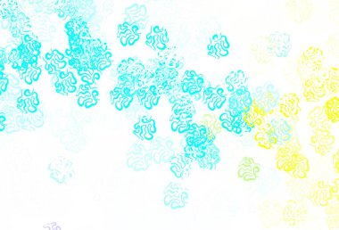 Açık mavi, kaotik şekilli yeşil vektör şablonu. Rastgele şekillerle soyut tarzda dekoratif tasarım. Bir cep telefonu için arka plan.