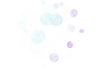 Açık pembe, güllü mavi vektör karalama şablonu. Beyaz arka planda eskiz karalama çiçekleri. Ağ ve ambalaj için elle boyanmış tasarım.