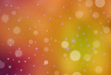 Açık Kırmızı, Yeni Yıl tarzında sarı vektör düzeni. Noel özellikleriyle basit bir gradyan çizimi. Bir üniversite posteri için en iyi tasarım, afiş.