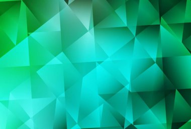 Açık yeşil vektör üçgen mozaik doku. Soyut ve üçgenli renkli çizimler. Web siteniz için çokgen tasarım.