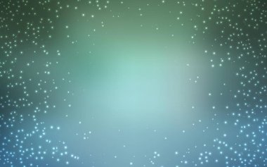 Açık mavi, gece gökyüzü yıldızlı yeşil vektör deseni. Parlak astronomik yıldızlı parlak renkli çizimler. İş ilanınız için akıllı tasarım.