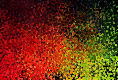 Lekeli koyu yeşil, kırmızı vektör arka plan. Doğa tarzında bulanık halkaları olan güzel renkli çizimler. Poster ve web siteleri için tasarım.