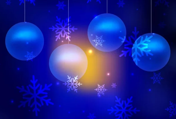 Mörkblå Röd Vektor Mönster Julstil Glänsande Illustration Med Julbollar Stjärnor — Stock vektor