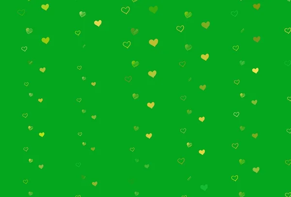 Light Green Yellow Vector Backdrop Sweet Hearts Hearts Blurred Abstract — Stock Vector