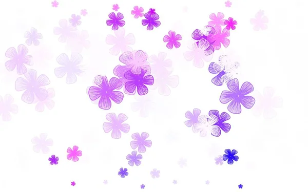 浅紫色矢量涂鸦与花的布局 白色背景的自然风格的花朵 你的品牌书的精美图案 — 图库矢量图片