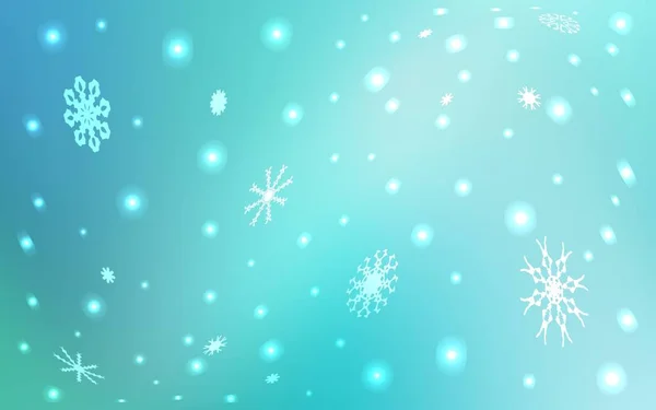 Textura Vectorial Verde Claro Con Copos Nieve Colores Ilustración Abstracta — Vector de stock