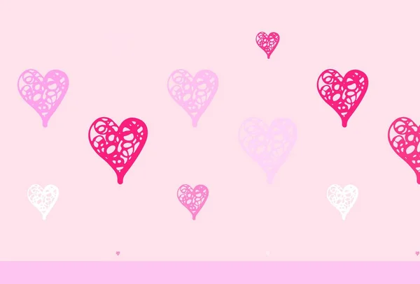 Светло Розовый Векторный Фон Сладкими Сердцами Яркая Иллюстрация Сердцами Абстрактном — стоковый вектор