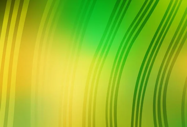 Hellgrüne Gelbe Vektorvorlage Mit Geschwungenen Linien Glitzernde Abstrakte Illustration Mit — Stockvektor