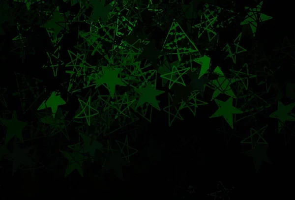 Textura Vetorial Verde Escuro Com Flocos Neve Coloridos Estrelas Flocos — Vetor de Stock