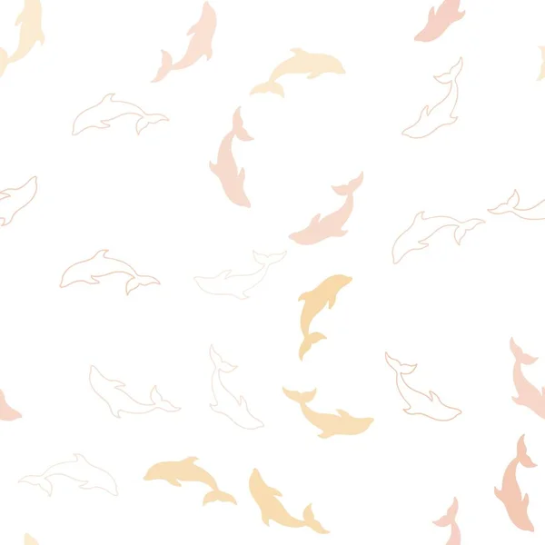 Jasnopomarańczowy Wektor Płynny Szablon Delfinami Nowoczesna Abstrakcyjna Ilustracja Morskimi Delfinami — Wektor stockowy
