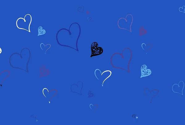 Hellrosa Blauer Vektorhintergrund Mit Leuchtenden Herzen Dekoratives Design Mit Herzen — Stockvektor