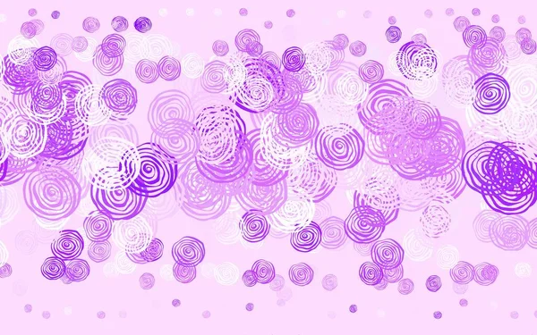 Layout Scarabocchiato Vettoriale Viola Chiaro Con Rose Fiori Stile Naturale — Vettoriale Stock