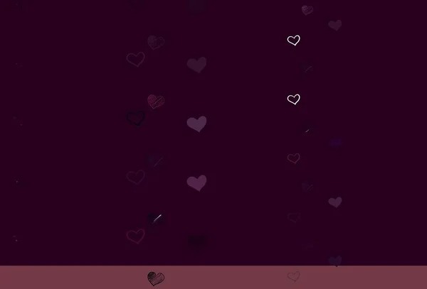 Plantilla Vectorial Light Purple Con Corazones Garabato Hermosos Corazones Abstractos — Vector de stock