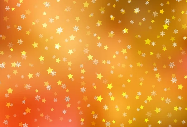 Jasnopomarańczowy Wektor Tekstury Kolorowymi Płatkami Śniegu Gwiazdy Nowoczesna Geometryczna Abstrakcyjna — Wektor stockowy