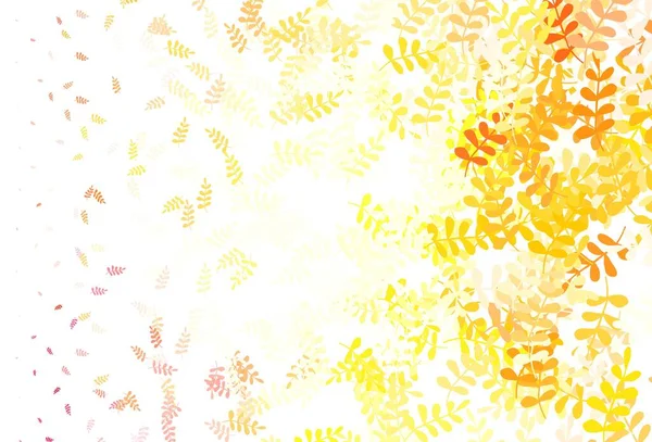 Светло Красный Желтый Вектор Элегантный Узор Листьями Нечеткие Каракули Листьями — стоковый вектор
