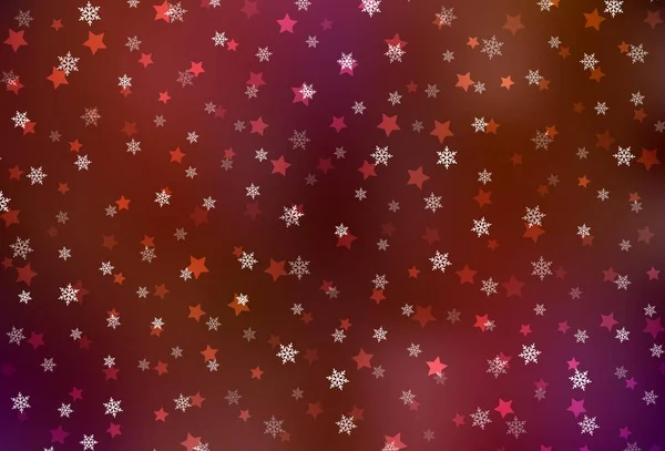 Fond Vectoriel Rouge Foncé Avec Beaux Flocons Neige Étoiles Illustration — Image vectorielle