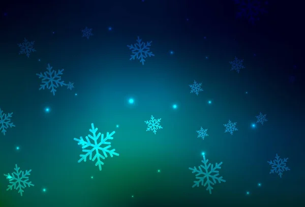 Donkerblauwe Groene Vector Textuur Verjaardagsstijl Eenvoudige Gradiënt Illustratie Met Kerst — Stockvector